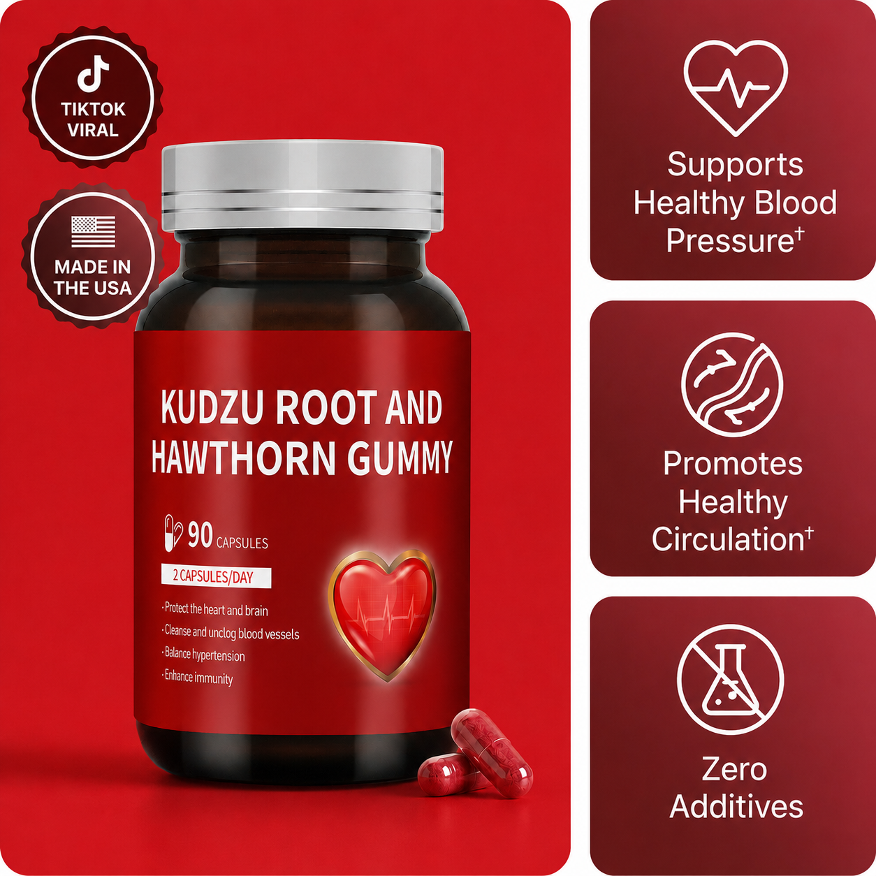 Organic Kudzu Root & Hawthorn Berry Softgels